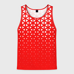 Майка-безрукавка мужская Геометрический градиент - красно-белый, цвет: 3D-красный