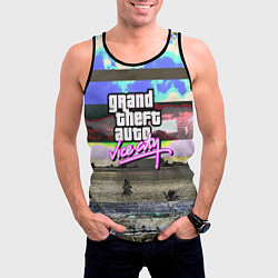 Майка-безрукавка мужская Vice city glitch, цвет: 3D-черный — фото 2
