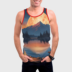 Майка-безрукавка мужская Костер на берегу озера, цвет: 3D-красный — фото 2