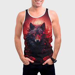 Майка-безрукавка мужская Волчица и розы, цвет: 3D-белый — фото 2