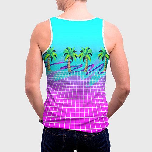 Мужская майка без рукавов Vice city tropic collection / 3D-Белый – фото 4