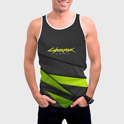 Майка-безрукавка мужская Cyberpunk 2077 stripes line, цвет: 3D-белый — фото 2