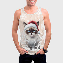 Майка-безрукавка мужская Угрюмый кот, цвет: 3D-белый — фото 2
