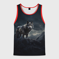 Мужская майка без рукавов Волк в горах