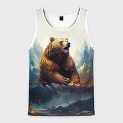 Мужская майка без рукавов Агрессивный бурый медведь