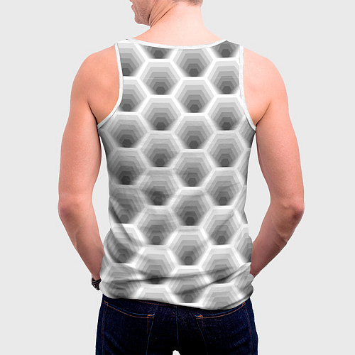 Мужская майка без рукавов Неоновые соты / 3D-Белый – фото 4