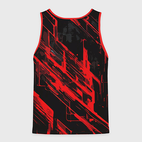 Мужская майка без рукавов Red stripes on a black background / 3D-Красный – фото 2