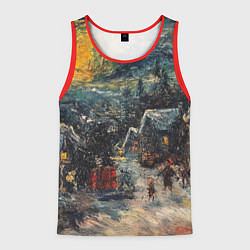 Мужская майка без рукавов Новогоднее утро картина красками