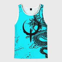 Майка-безрукавка мужская Quake текстура дракон, цвет: 3D-белый