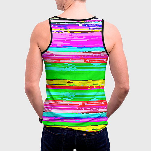 Мужская майка без рукавов Cyberpunk 2077 радужные полосы / 3D-Черный – фото 4
