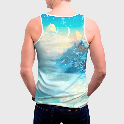Мужская майка без рукавов Змейка в сказочном городе / 3D-Белый – фото 4