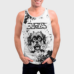 Майка-безрукавка мужская Eagles - рок пес, цвет: 3D-белый — фото 2