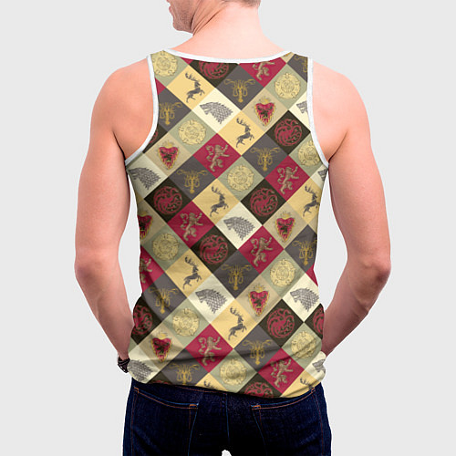 Мужская майка без рукавов Лого домов Игра престолов паттерн / 3D-Белый – фото 4
