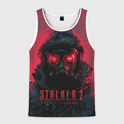 Майка-безрукавка мужская Stalker 2 в противогазе, цвет: 3D-белый