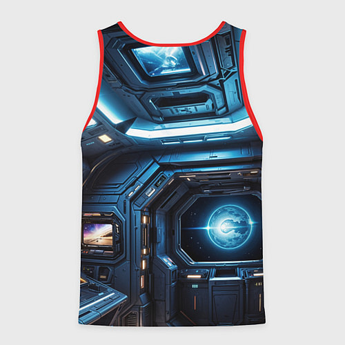 Мужская майка без рукавов Шахматы: Гагарин vs Чужой / 3D-Красный – фото 2