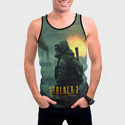 Майка-безрукавка мужская Stalker город в тумане, цвет: 3D-черный — фото 2