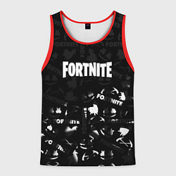 Майка-безрукавка мужская Fortnite pattern black, цвет: 3D-красный