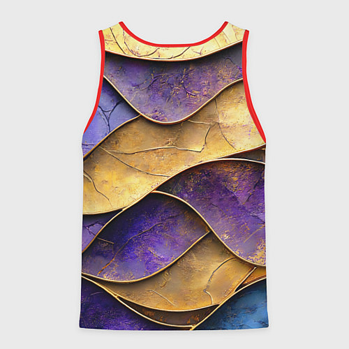 Мужская майка без рукавов Фиолетовые и золотые волны / 3D-Красный – фото 2