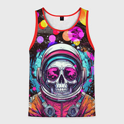 Майка-безрукавка мужская Космонавт скелет в космосе, цвет: 3D-красный