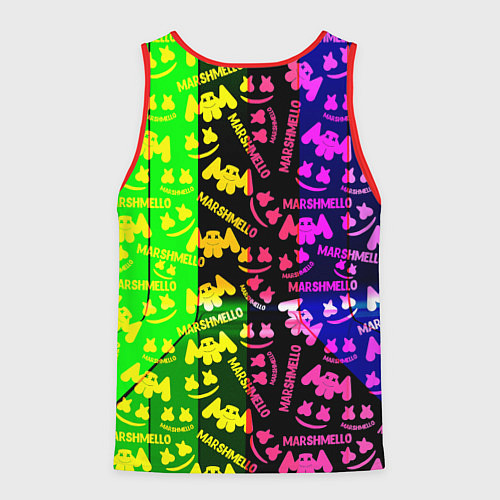 Мужская майка без рукавов Marshmello pattern neon steel / 3D-Красный – фото 2