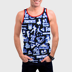 Майка-безрукавка мужская Fortnite neon game steel, цвет: 3D-красный — фото 2