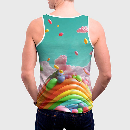 Мужская майка без рукавов Пикачу на сладкой планете - нейроарт / 3D-Белый – фото 4