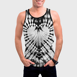 Майка-безрукавка мужская Абстрактное сердце - черно-белый тай-дай, цвет: 3D-черный — фото 2