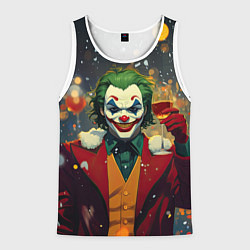 Майка-безрукавка мужская Джокер с шампанским - новый год, цвет: 3D-белый