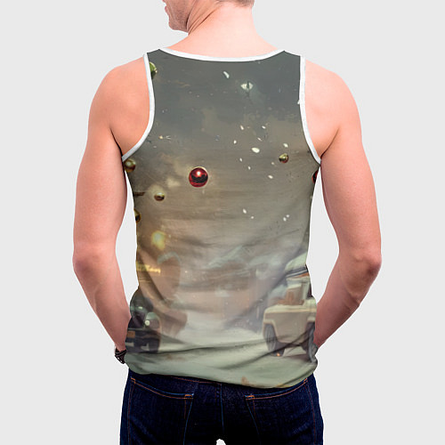 Мужская майка без рукавов Джокер - новогоднее ограбление / 3D-Белый – фото 4
