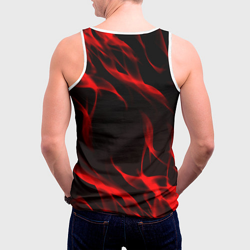 Мужская майка без рукавов Keep calm flame red / 3D-Белый – фото 4