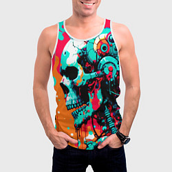 Майка-безрукавка мужская Cyber skull sketch - ai art fantasy, цвет: 3D-белый — фото 2