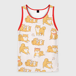 Майка-безрукавка мужская Паттерн сиба ину, цвет: 3D-красный