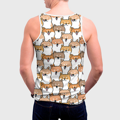 Мужская майка без рукавов Узор сиба ину / 3D-Белый – фото 4