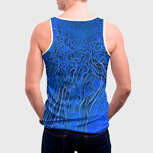 Мужская майка без рукавов Синий симбионт абстракция / 3D-Белый – фото 4