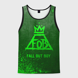 Майка-безрукавка мужская Fall Out Boy - green gradient, цвет: 3D-черный