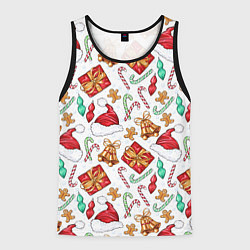 Майка-безрукавка мужская Новогодний паттерн 2025, цвет: 3D-черный
