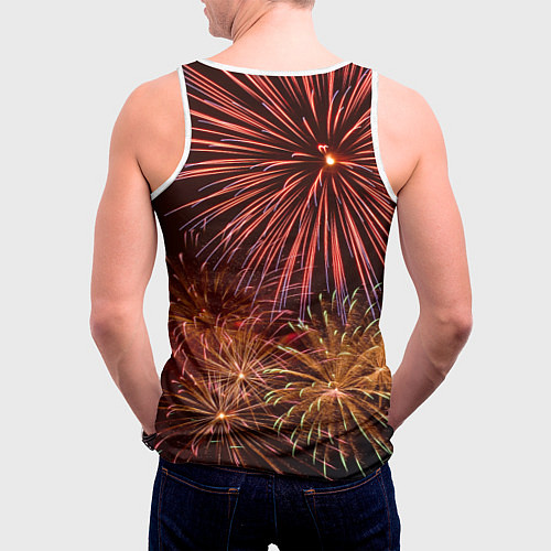 Мужская майка без рукавов Яркий красочный фейерверк / 3D-Белый – фото 4
