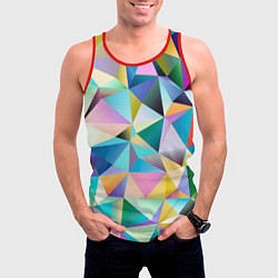 Майка-безрукавка мужская Полигональная текстура, цвет: 3D-красный — фото 2