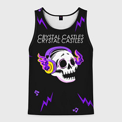 Майка-безрукавка мужская Crystal Castles неоновый череп, цвет: 3D-черный