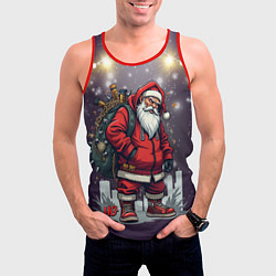 Майка-безрукавка мужская Санта с мешком, цвет: 3D-красный — фото 2