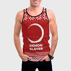 Майка-безрукавка мужская Новогодний Demon Slayer, цвет: 3D-черный — фото 2