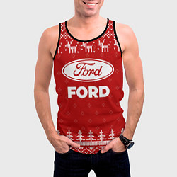 Майка-безрукавка мужская Новогодний Ford с оленями, цвет: 3D-черный — фото 2