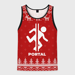 Майка-безрукавка мужская Новогодний Portal с оленями, цвет: 3D-черный