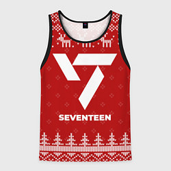 Майка-безрукавка мужская Новогодний Seventeen с оленями, цвет: 3D-черный