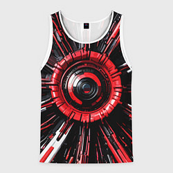 Майка-безрукавка мужская Чёрно-красная сфера киберпанк, цвет: 3D-белый