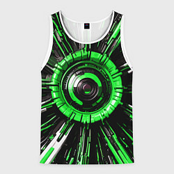 Майка-безрукавка мужская Чёрно-зелёная сфера киберпанк, цвет: 3D-белый