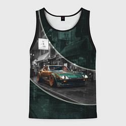 Майка-безрукавка мужская Зелёный спорткар, цвет: 3D-черный