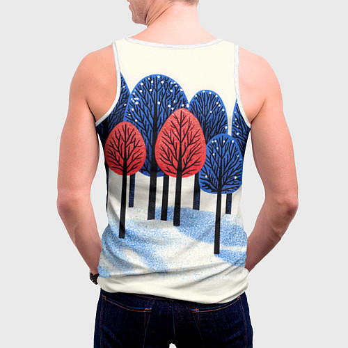 Мужская майка без рукавов Красно-синие елки / 3D-Белый – фото 4