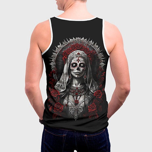 Мужская майка без рукавов Девушка в гриме Санта Муэрто / 3D-Белый – фото 4