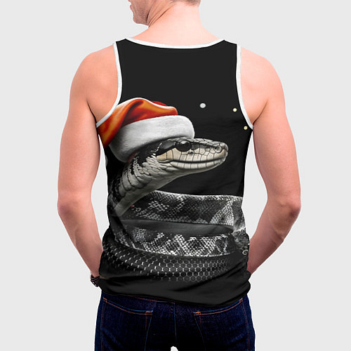 Мужская майка без рукавов Змейка в шапочке на темном / 3D-Белый – фото 4